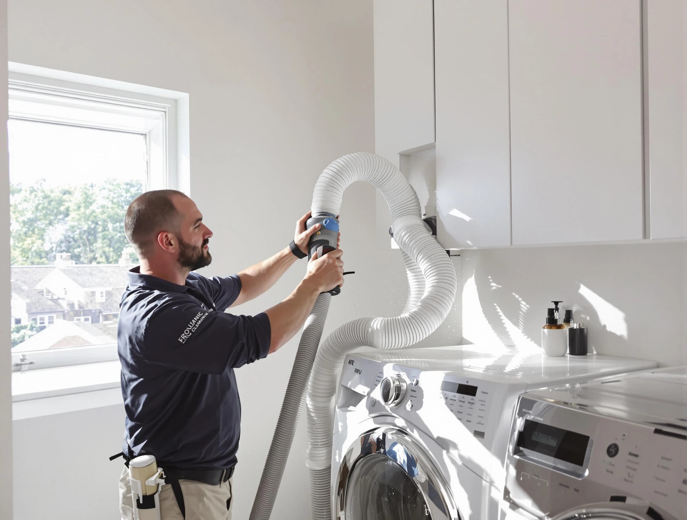 Certified Jurupa Valley Dryer Vent Cleaning technician performing dryer vent cleaning in Jurupa Valley