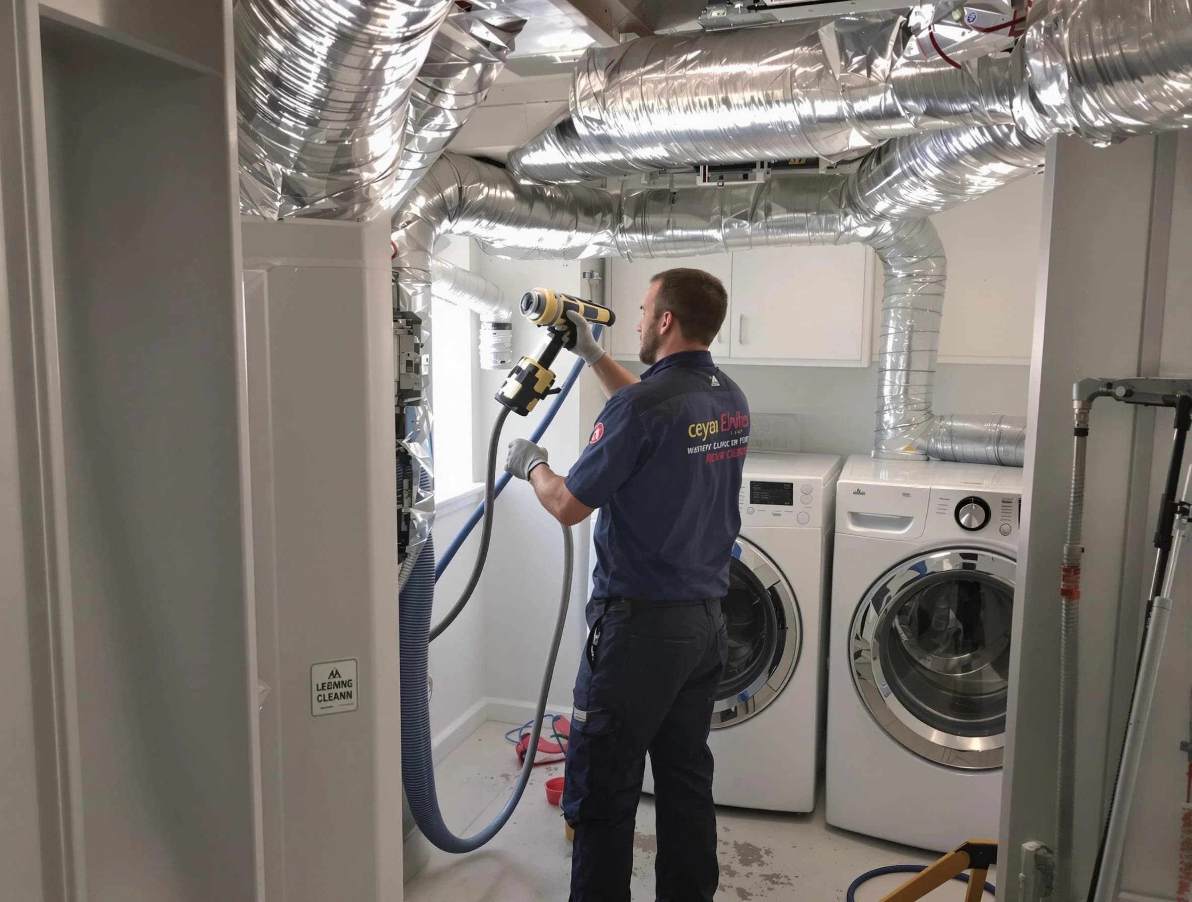 Jurupa Valley Dryer Vent Cleaning specialist using advanced equipment for thorough duct cleaning in Jurupa Valley